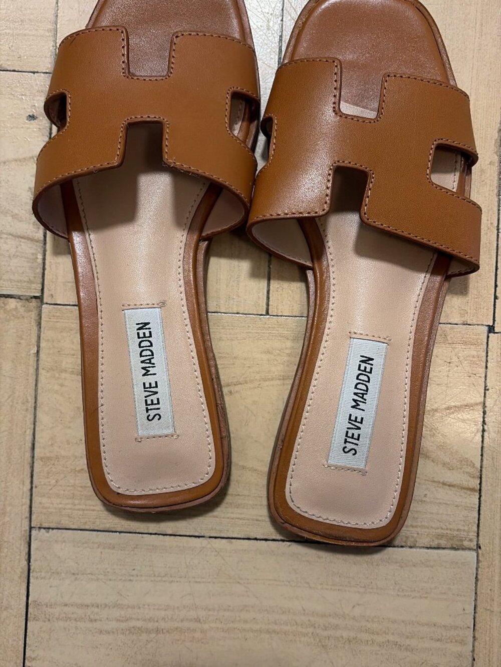 Steve Madden Hadyn Cognac H-Cutout Slides 6.5